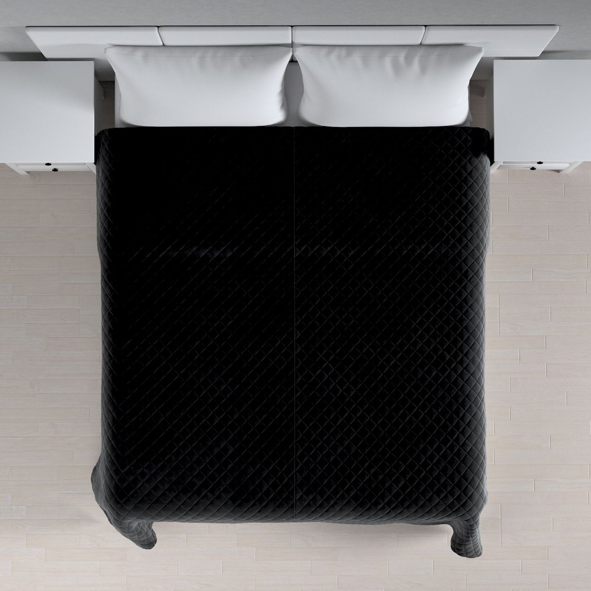 Narzuta pikowana w romby, głęboka czerń, 60 x 120cm, Posh Velvet