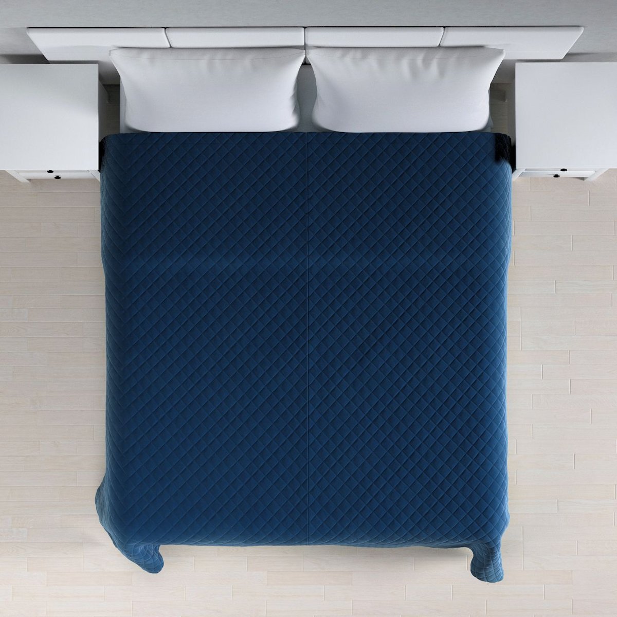 Narzuta pikowana w romby, granat, 60 x 120cm, Posh Velvet