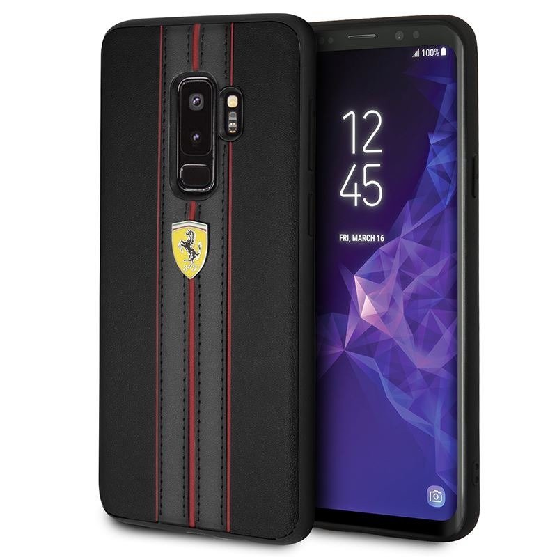 Ferrari Urban Hard case etui skórzane na tył Samsung Galaxy S9 Plus CZARNY NA TYŁ SKÓRA EKOLOGICZNA 35970