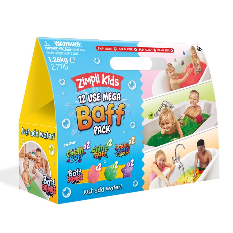Zimpli Kids, Zestaw kształtów i proszków do kąpieli, 16 szt. (7 rodzajów), Mega Baff Pack