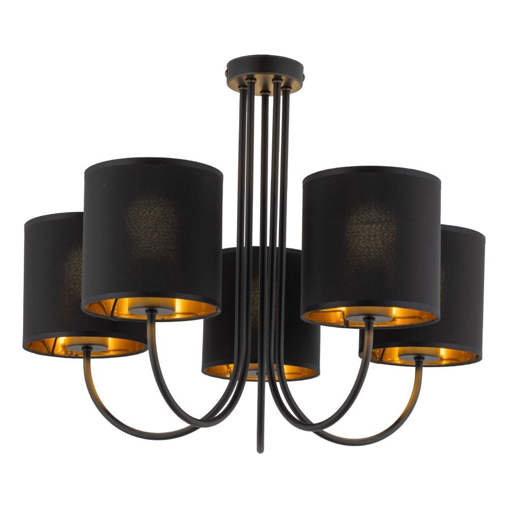 Elegancka lampa sufitowa z czarno-złotymi abażurami TK 4595 z serii TORENS