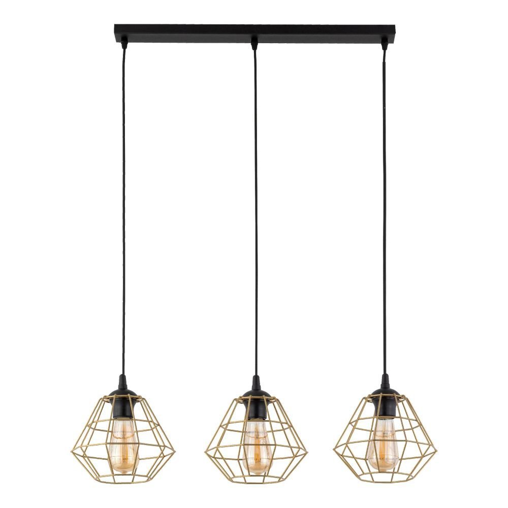 Lampa wisząca ze złotymi, drucianymi kloszami TK 4642 z serii DIAMOND NEW