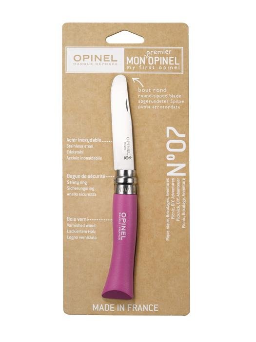 Opinel No. 7 noża dla dzieci, ze stali nierdzewnej, drewno bukowe, Pink OP01699