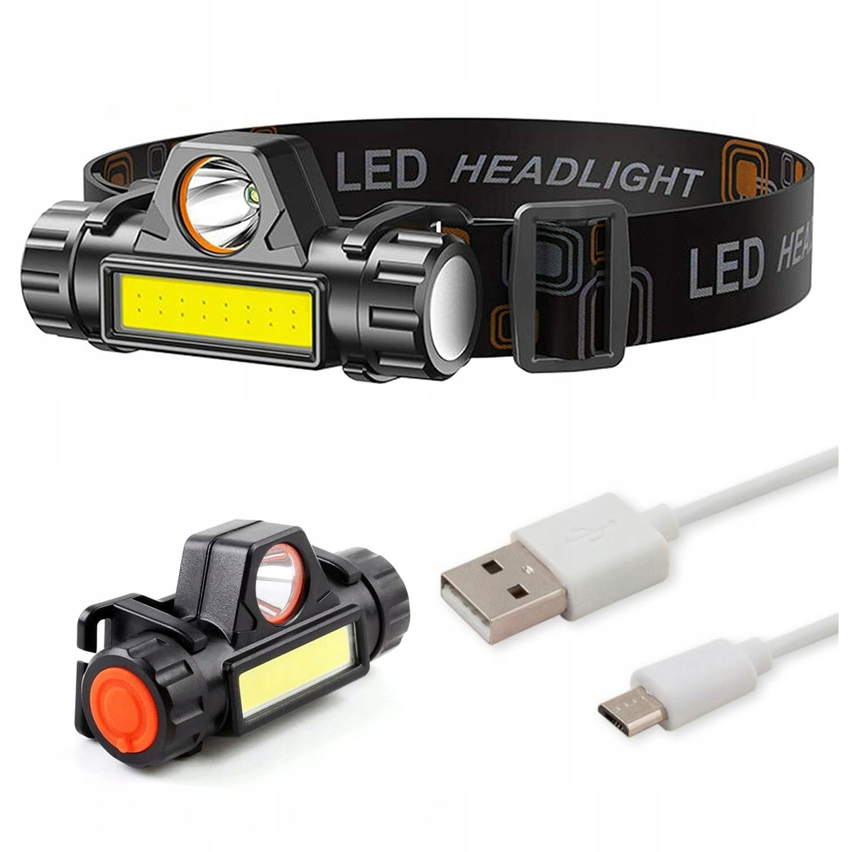 4 w 1 Latarka Czołówka Cob Z Magnesem Lampka