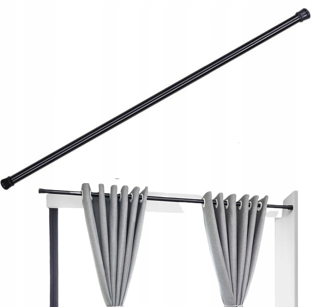 Karnisz teleskopowy bez wiercenia, 90-160cm czarny