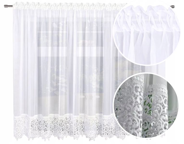 Firana Gotowa Z Gipiurą 180x400 Gładka Do Salonu