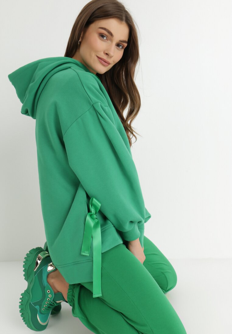 Zielona Bluza Oversize z Kapturem Kulsum