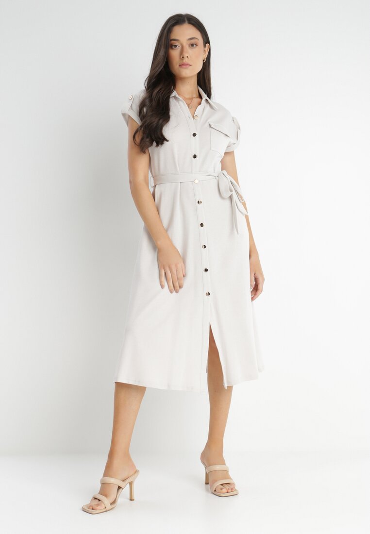 Jasnobeżowa Sukienka Koszulowa Phinitrite