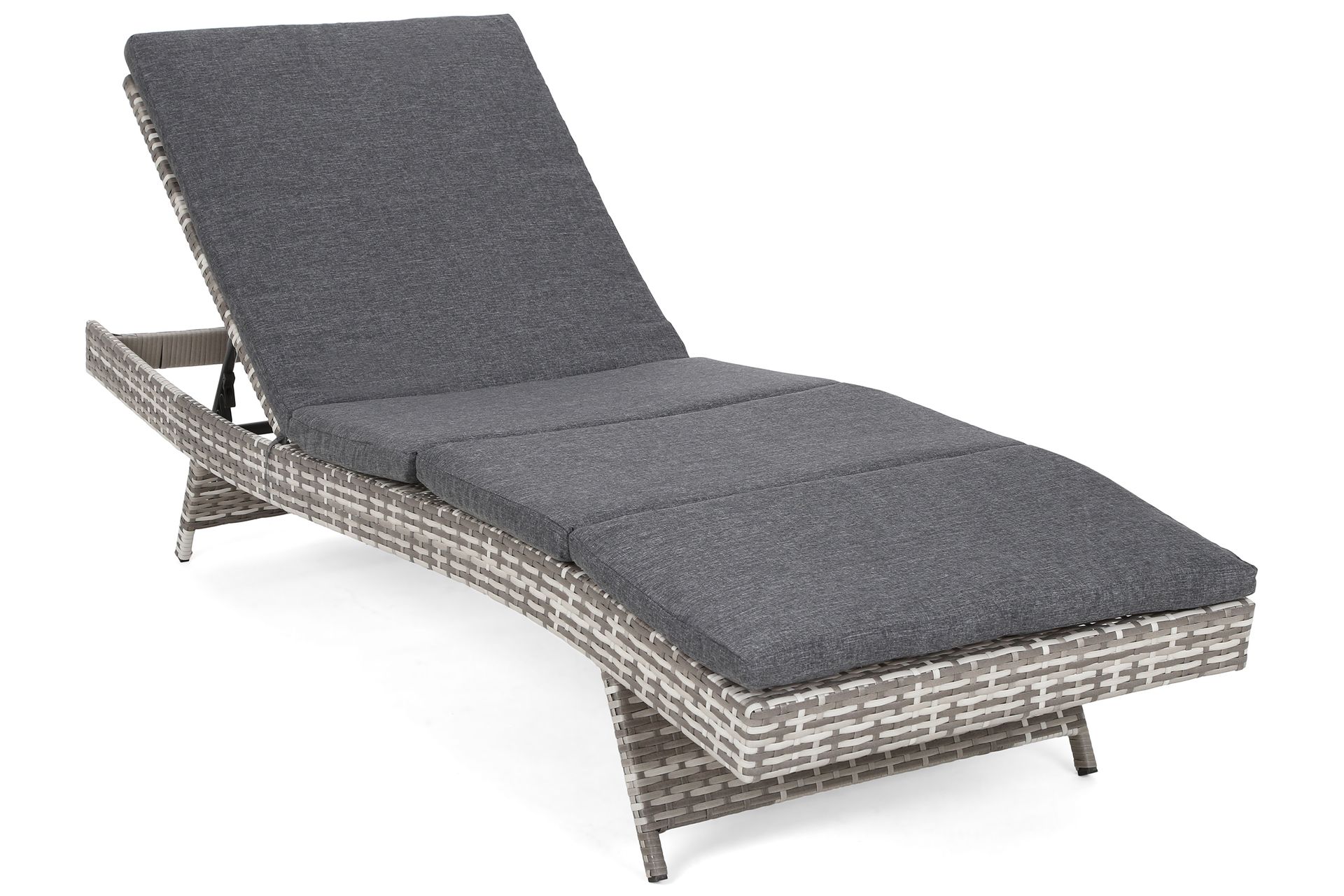 Leżak ogrodowy technorattanowy Bora Bora Light Grey / Grey Melange z poduszką