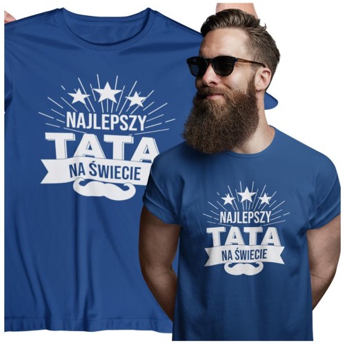 Koszulka dla TATY modny prezent na Dzień Ojca Stylowa koszulka Najlepszy TATA na świecie kolor granatowy