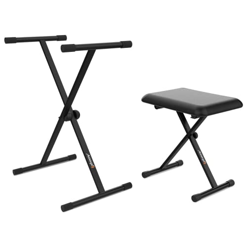 Audibax Onyx Pack V2 - Uchwyt na klawiaturę z Bankietem - Uchwyt na klawiaturę z funkcją Easy Lock Regulacji - Ławeczka na klawiaturę z 3 poziomami regulacji - solidny i solidny materiał