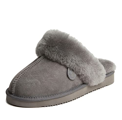 Dearfoams Damskie kapcie Fireside Sydney sztuczne Shearling Scuff, szary, 39 EU