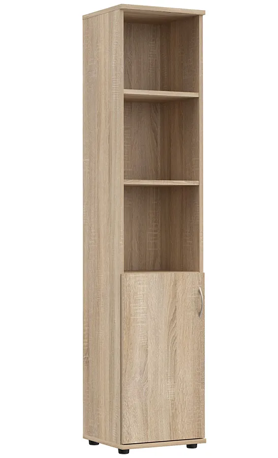 Skandynawski regał biurowy z drzwiczkami dąb sonoma C3-R24