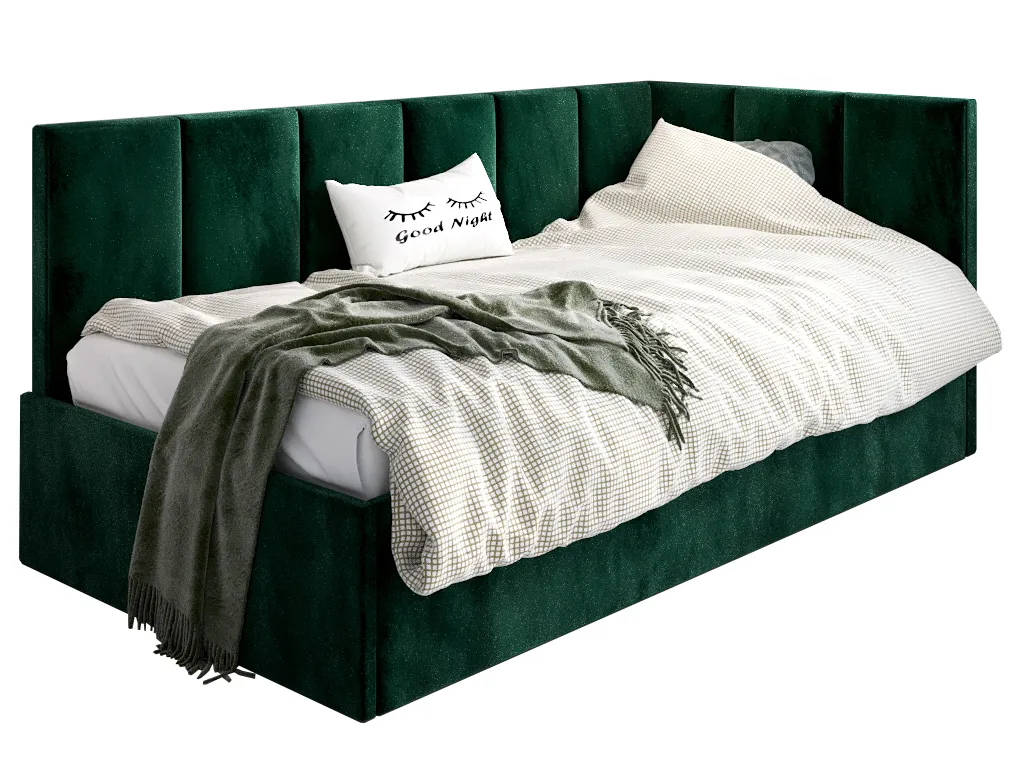 Zielony tapczan młodzieżowy z pojemnikiem 80x200 N9-T63