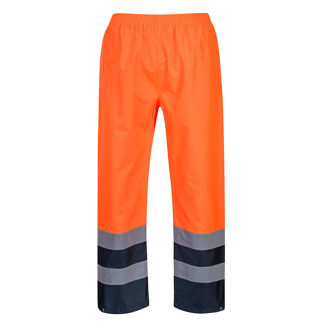 Portwest S486 - ostrzegawcze spodnie ochronne do pasa dwukolorowe przeciwdeszczowe i wiatroodporne - 2 kolory - S-3XL.