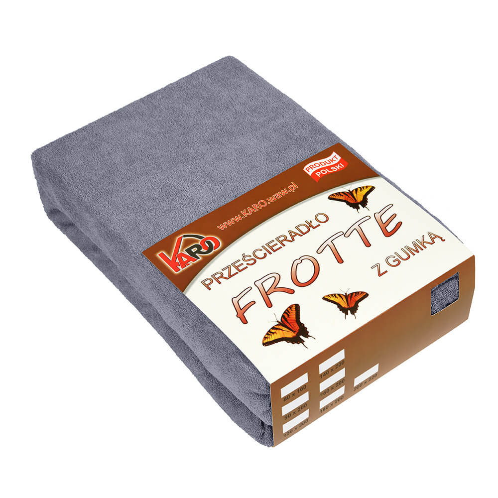 Karo Prześcieradło frotte z gumką 220x240 grafitowe F01-220 MKO-215548