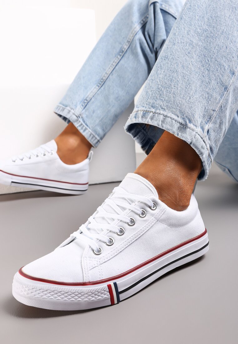 Białe Trampki przed Kostkę Sznurowane Islatia