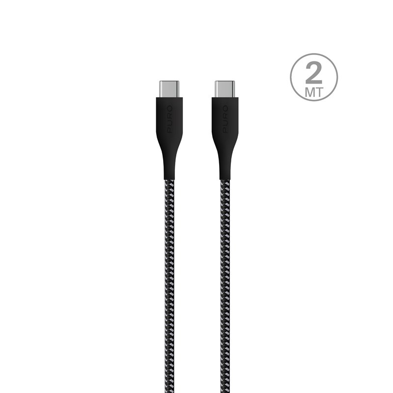PURO PURO Fabric Ultra Strong Kabel w oplocie heavy duty USB-C / USB-C 2m (czarny) CUSBCUSBCFABK32MTBLK