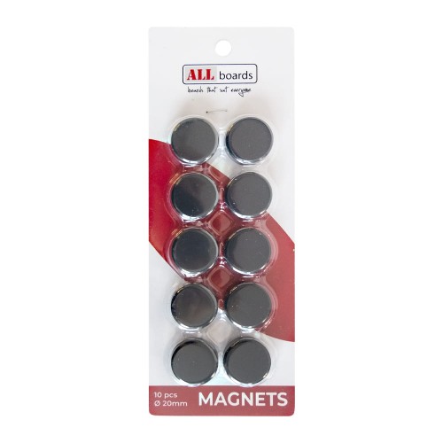 Magnesy do tablic suchościeralnych 20 mm - 10 sztuk CZARNE