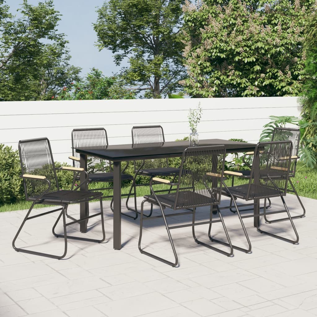 7-częściowy zestaw mebli ogrodowych, czarny, rattan PVC vidaXL