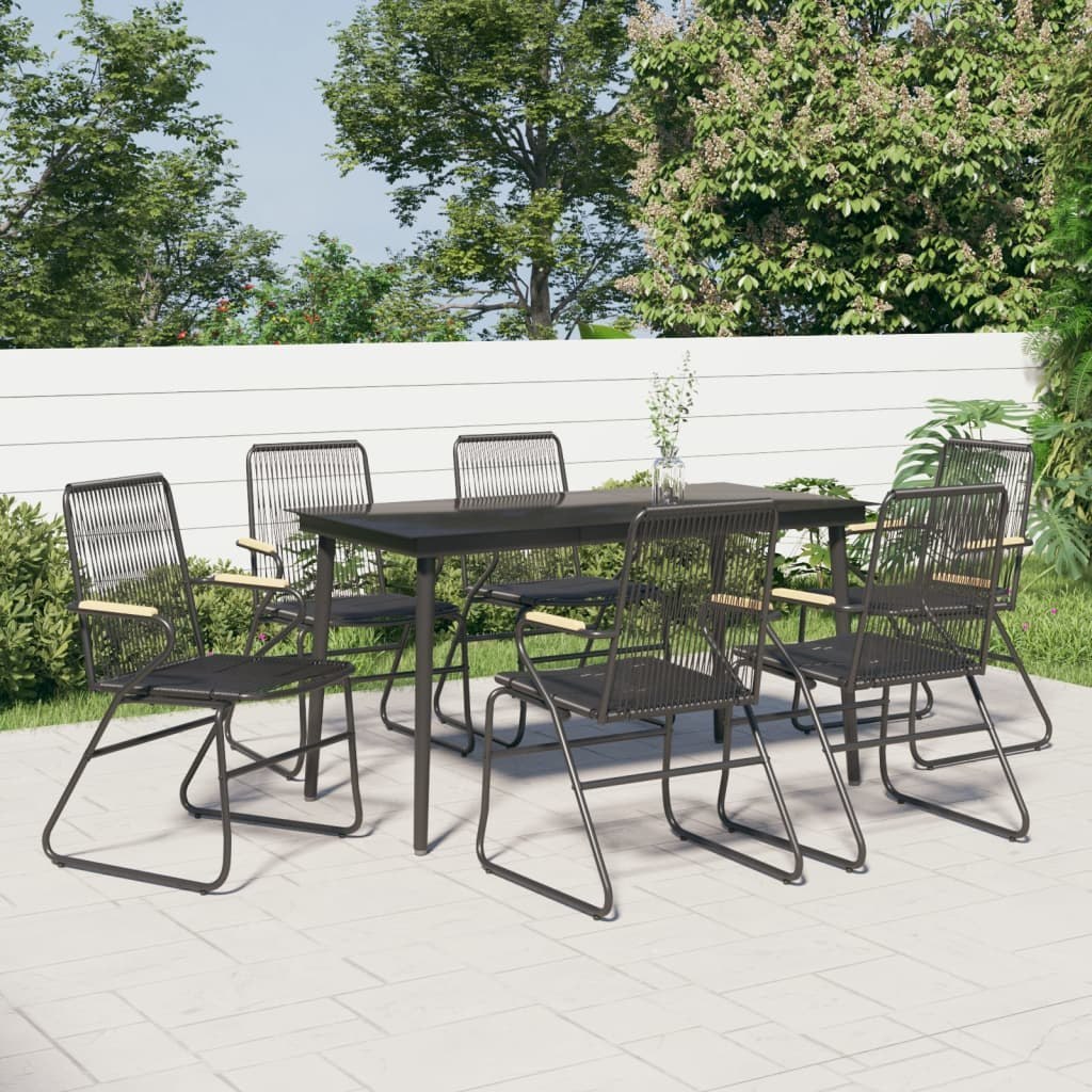 7-częściowy zestaw mebli ogrodowych, czarny, rattan PVC vidaXL