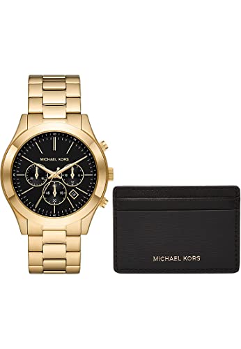 Michael Kors MK1076SET Zegarek dla Mężczyzn Runway Mechanizm Kwarcowy, Chronograficzny, Rozmiar Koperty 44 mm, Pasek ze Stali Nierdzewnej