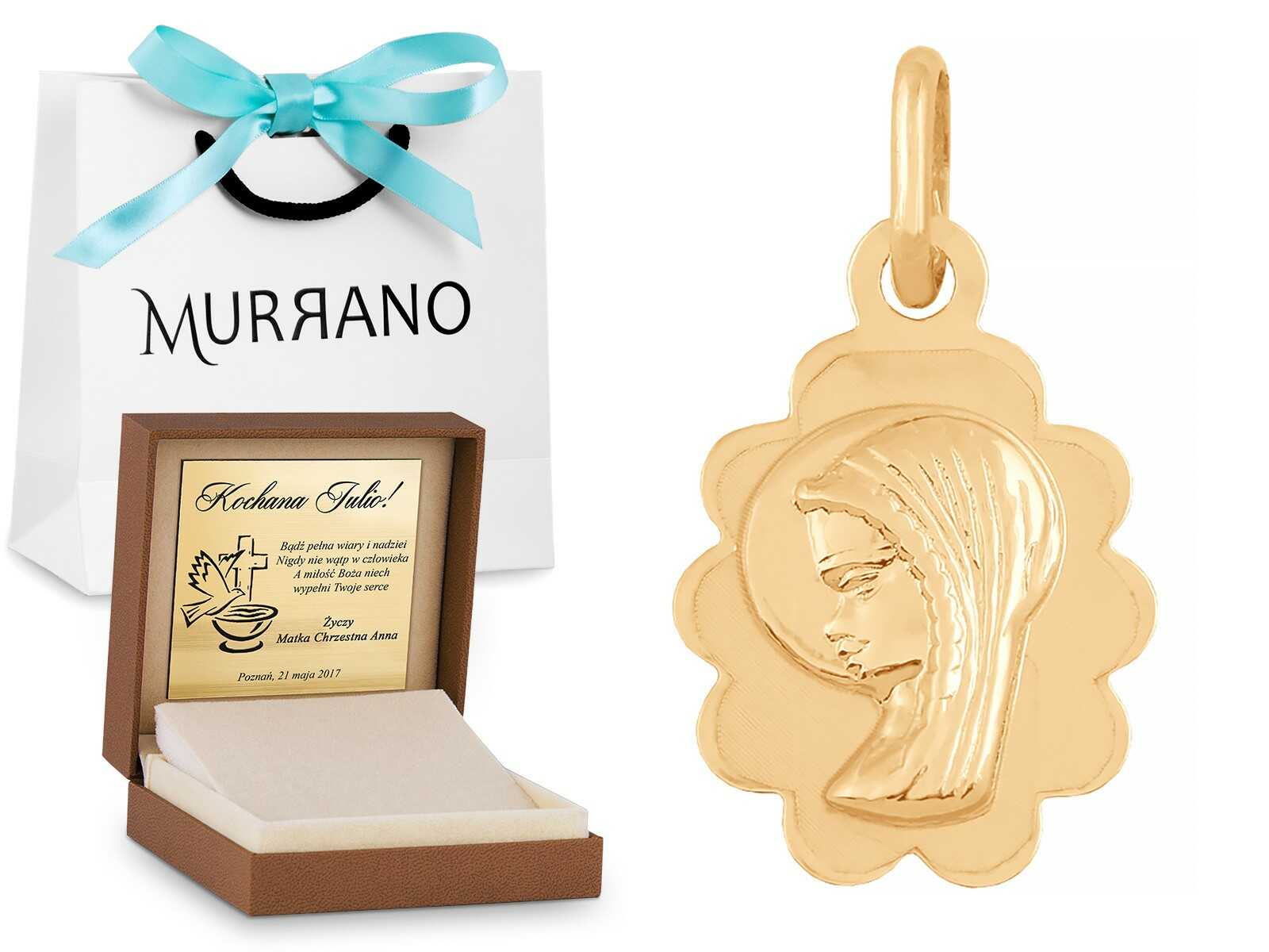Złoty medalik 585 Matka Boska PREZENT GRAWER