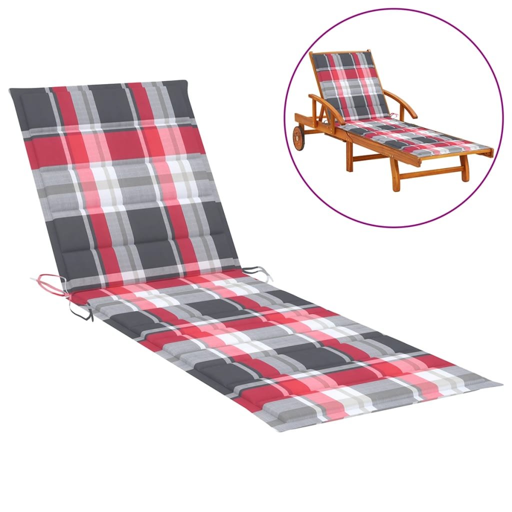 vidaXL Poduszka na leżak czerwona krata 200x70x4 cm tkanina 314231