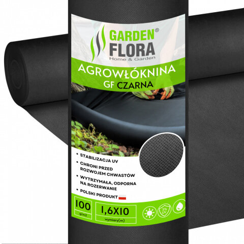 Agrowłóknina czarna 1,6m x 10 mb 100g/m2 UV