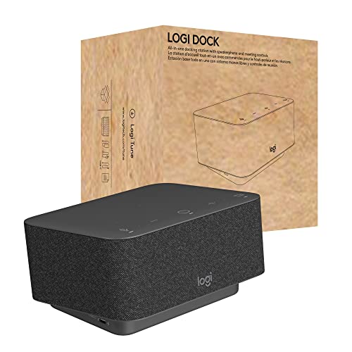 Logitech - Logi Dock, stacja dokująca do laptopa USB-C wszystko w jednym, Głośnik do telefonu, Redukcja szumów w mikrofonach, Bluetooth, HDMI, certyfikacja Zoom, Google Meet, Google Voice - Grafit