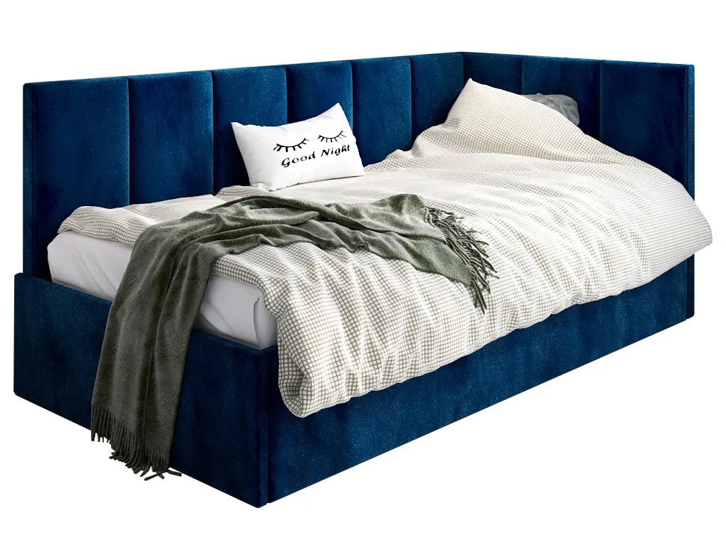 Granatowe Tapicerowane Łóżko Sofa 120X200 B9-W93