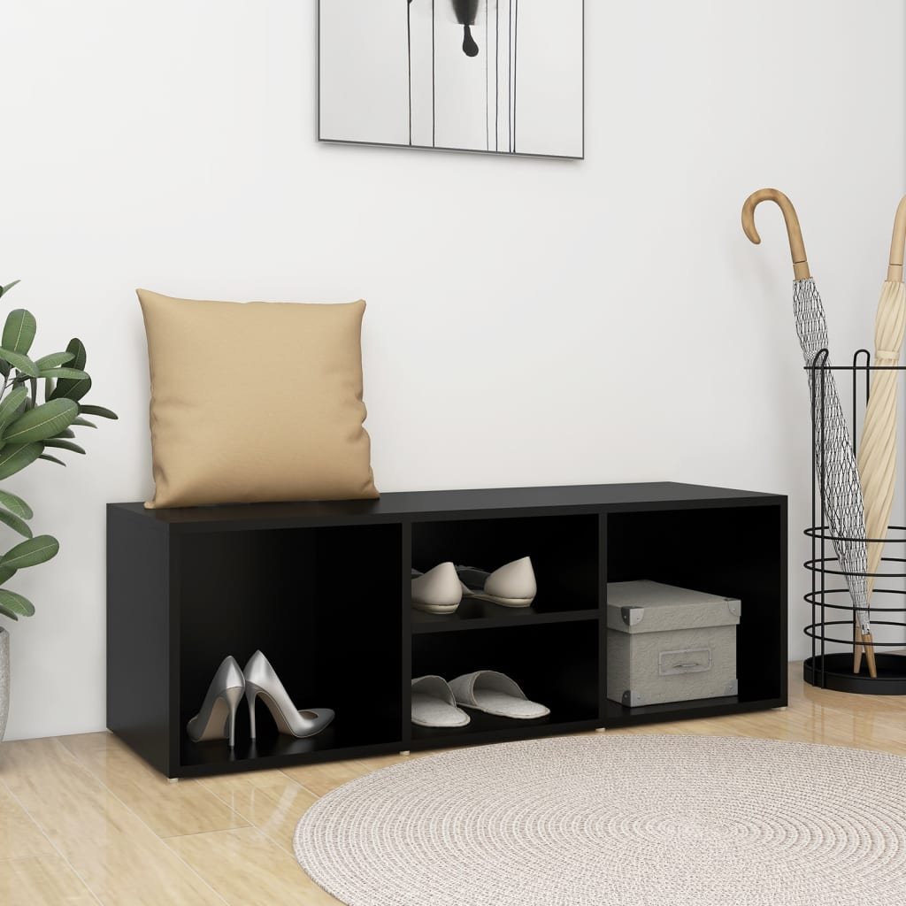 vidaXL Lumarko Ławka z miejscem na buty, czarna, 105x35x35 cm, płyta wiórowa 804464