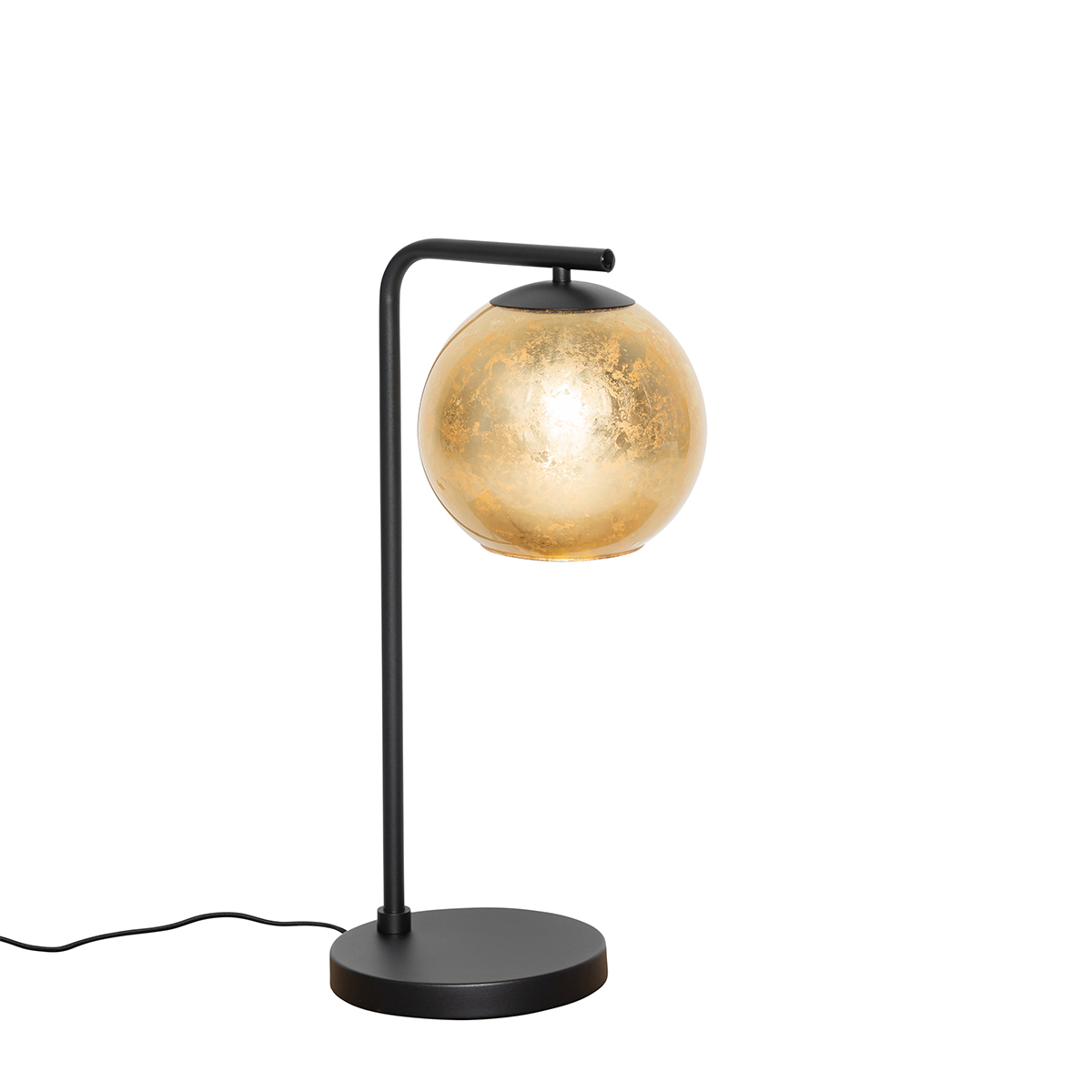 QAZQA Designerska lampa stołowa czarna ze złotym szkłem - Bert