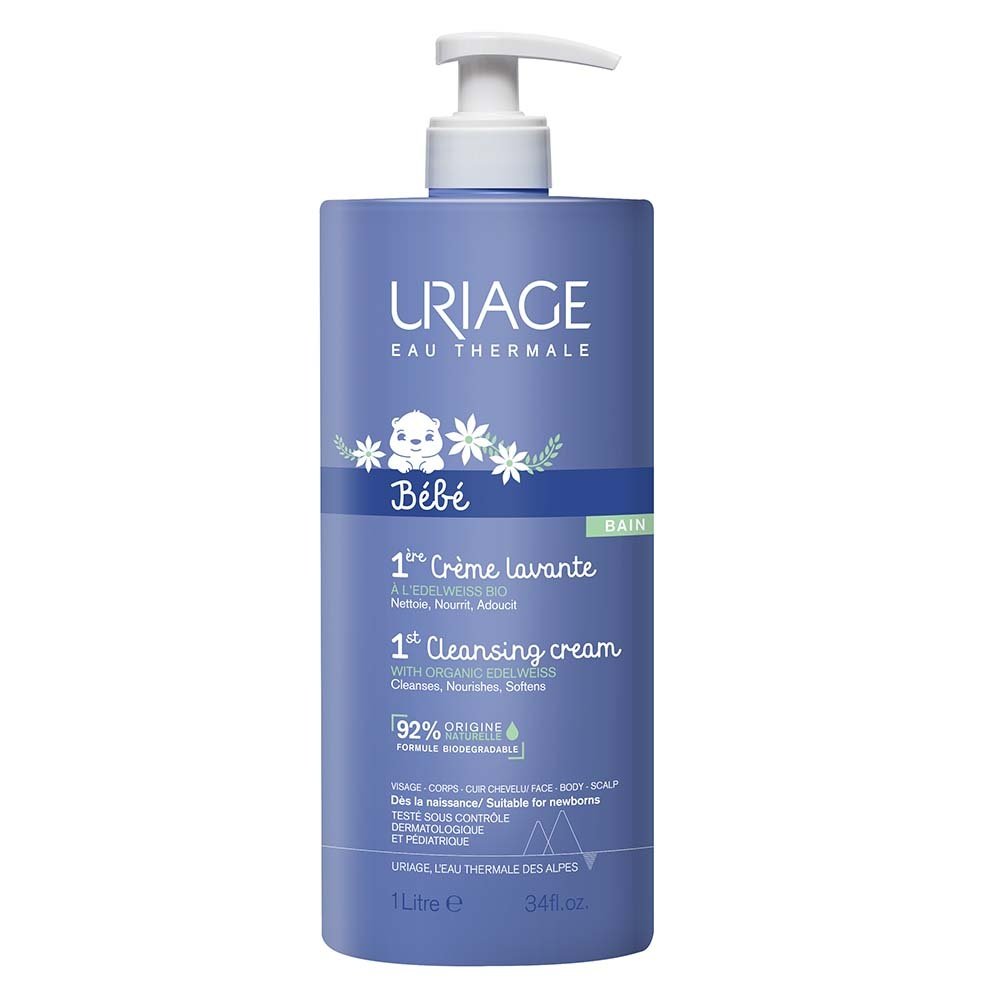 Uriage Bebe 1st Cleansing Cream, Pieniący się krem do kąpieli dla dzieci, 1000ml