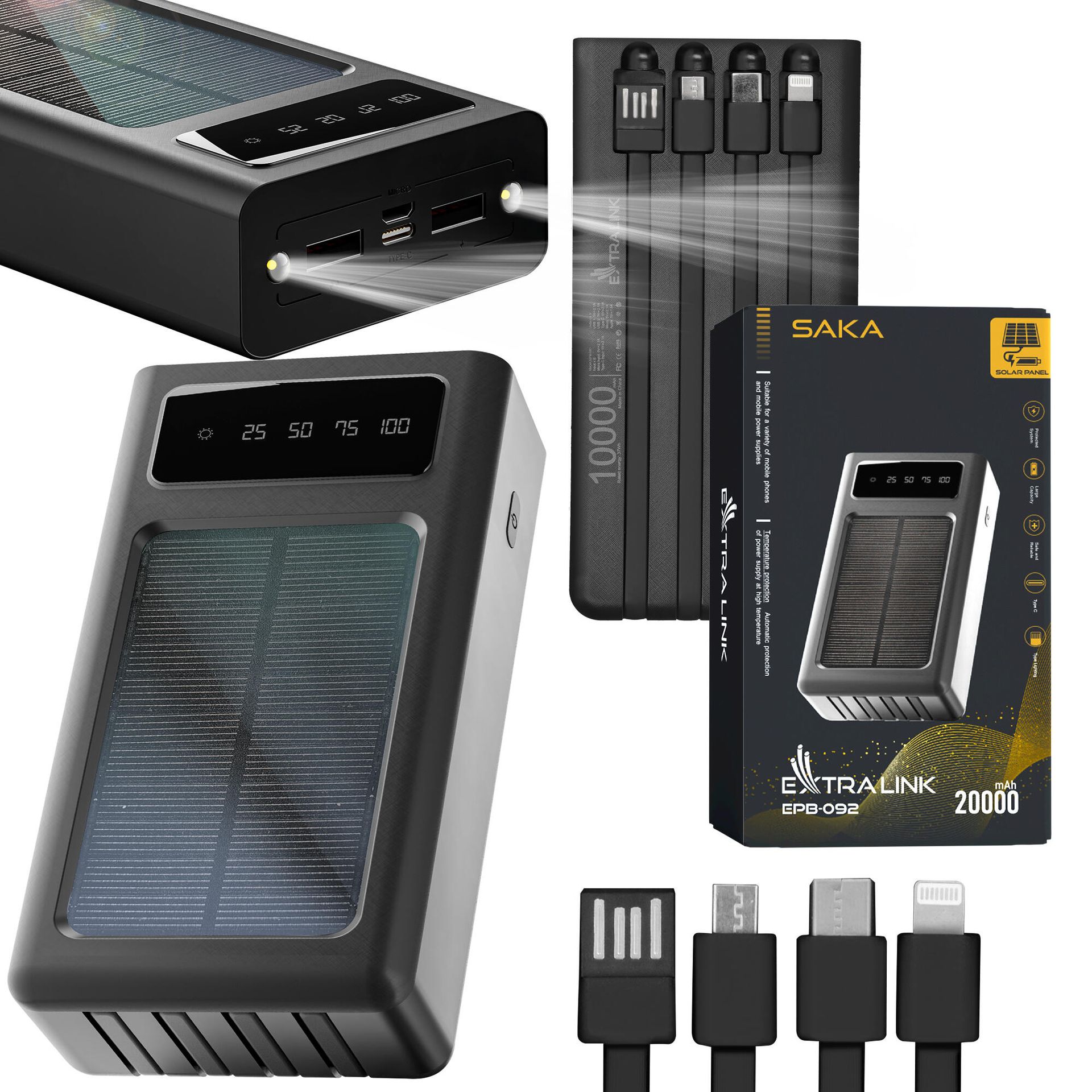 Extralink Powerbank EPB-092 20000mAh Czarny Solarny