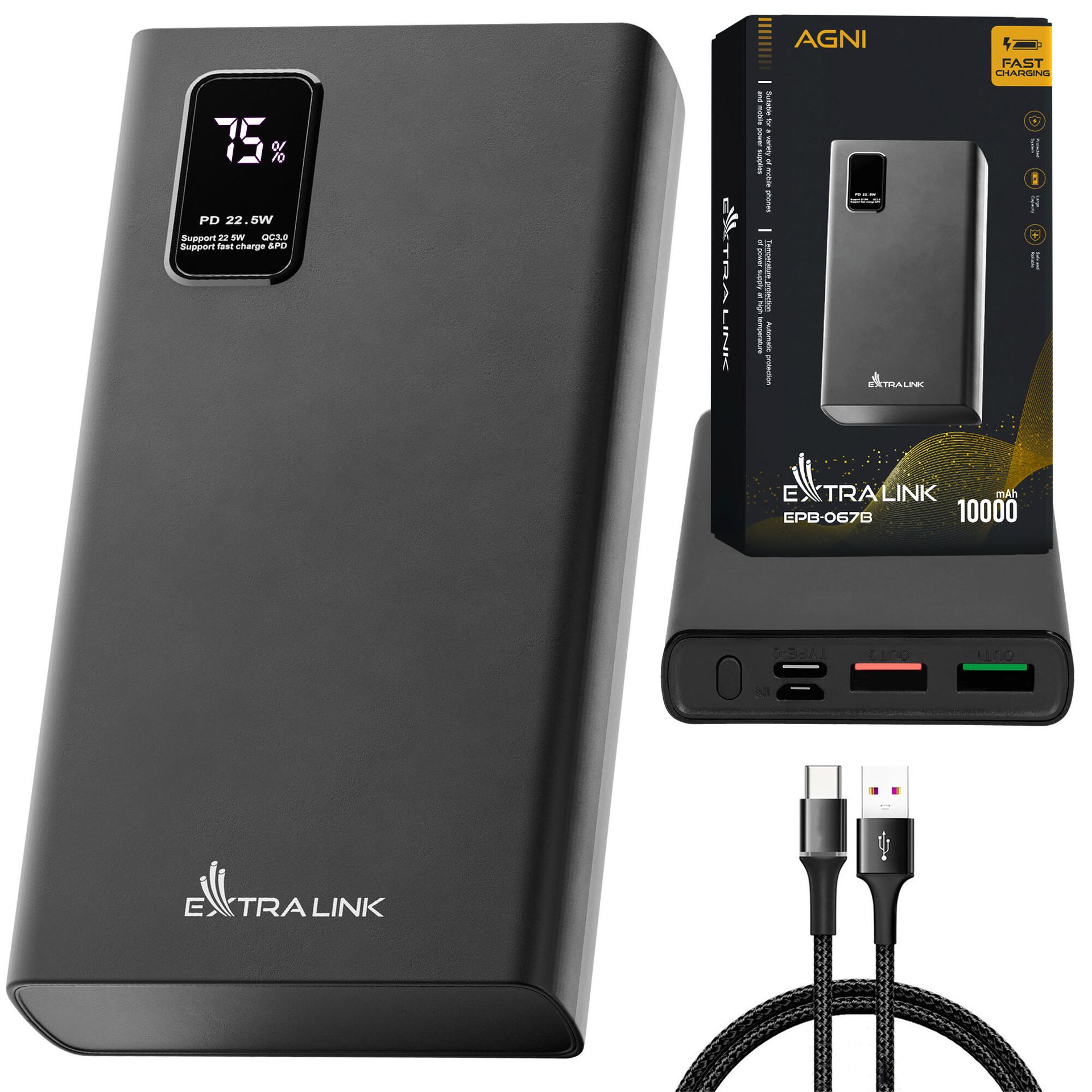 Extralink Powerbank EPB-067B 10000mAh Czarny