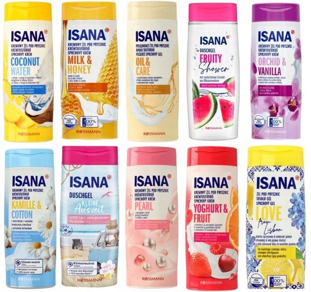 Isana Żel pod prysznic 300 ml Duży Zestaw 10szt