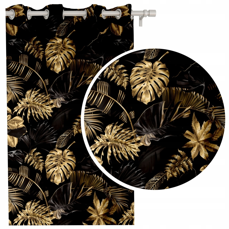 Zasłona Monstera złote liście Zasłony 145x250