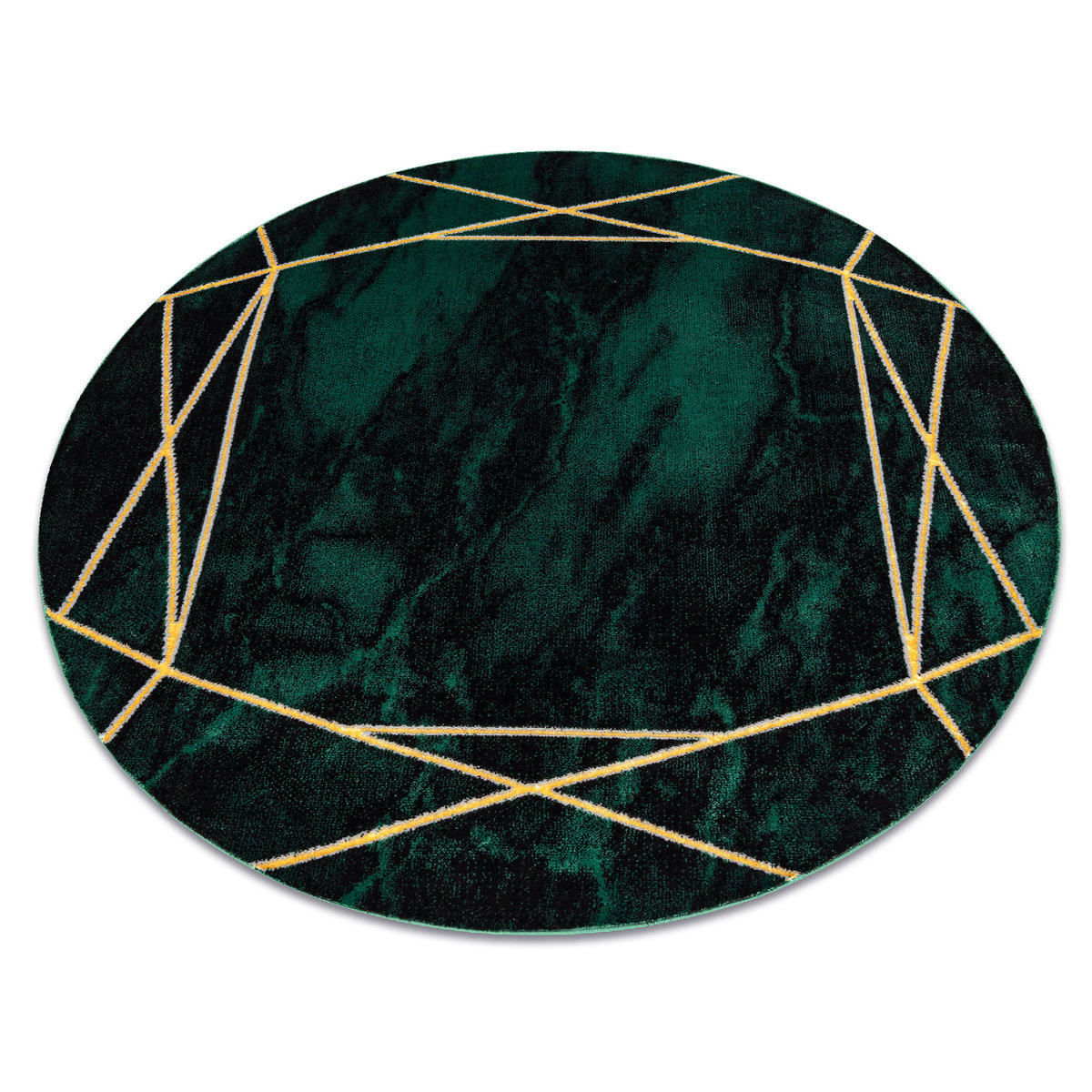 Dywan EMERALD ekskluzywny 1022 koło - glamour, stylowy marmur, geometryczny butelkowa zieleń / złoty, koło 120 cm