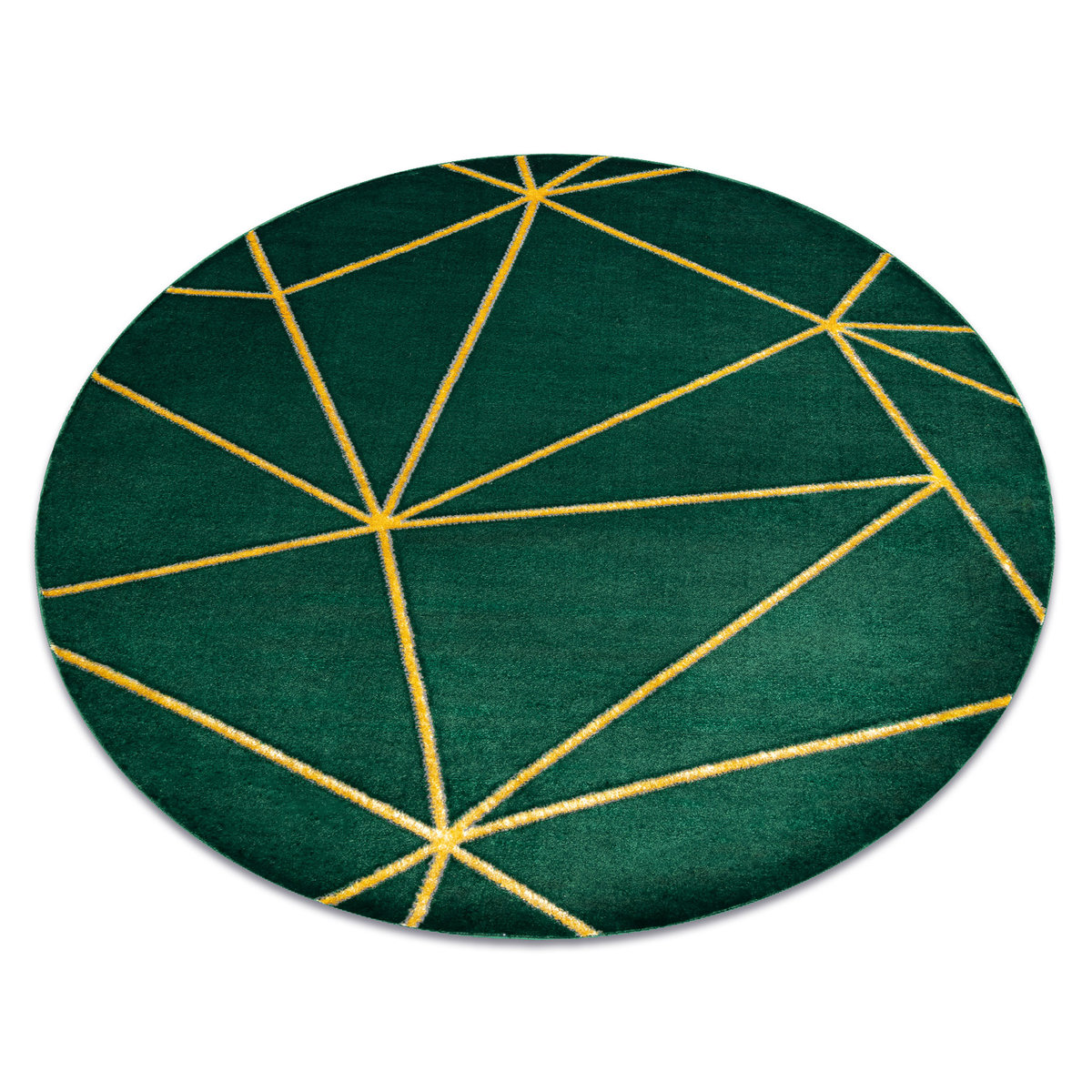 Dywan EMERALD ekskluzywny 1013 koło - glamour, stylowy geometryczny butelkowa zieleń / złoty, koło 120 cm