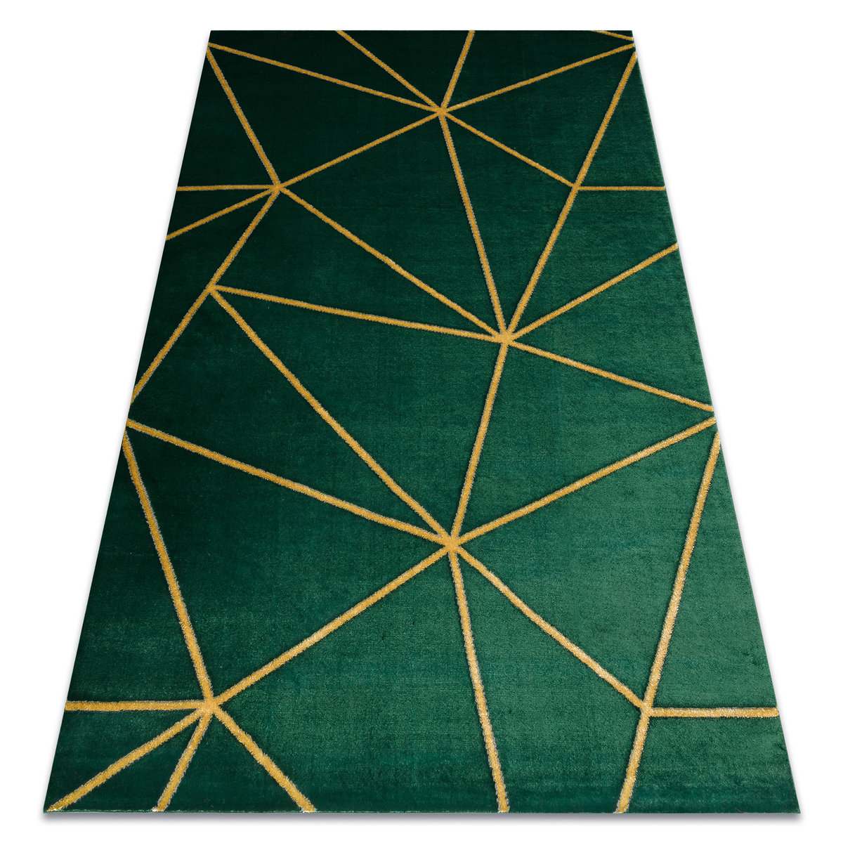Dywan EMERALD ekskluzywny 1013 glamour, stylowy geometryczny butelkowa zieleń / złoty, 80x150 cm