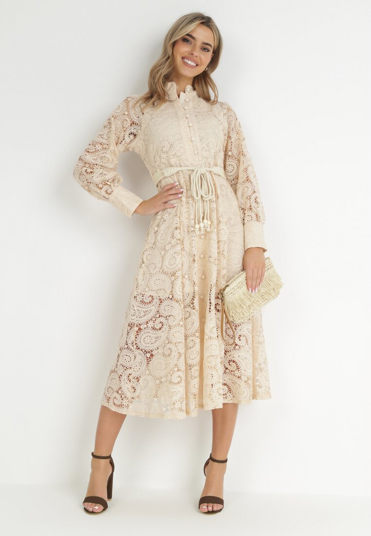 Jasnobeżowa Sukienka Eudoreia