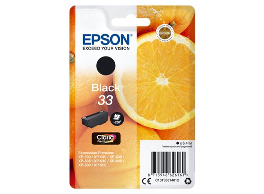 Epson oryginalny ink C13T33314012 T33 black 6,4ml Expression Home a Premium XP-530,630,635,830 oryginał (C13T33314010)