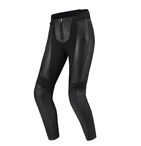 Shima MONACO 2.0 Pantalon Moto damskie spodnie Oddychające, elastyczne, slim fit ze skóry prottecion CE kolana (czarny, XL)