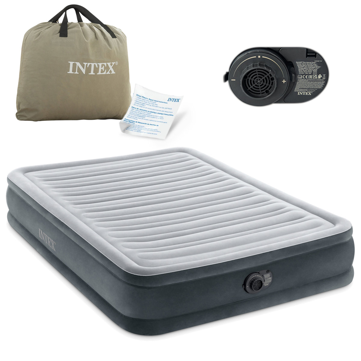Materac dmuchany dwuosobowy z wbudowaną pompką 191 x 137 x 33 cm Intex 67768ND