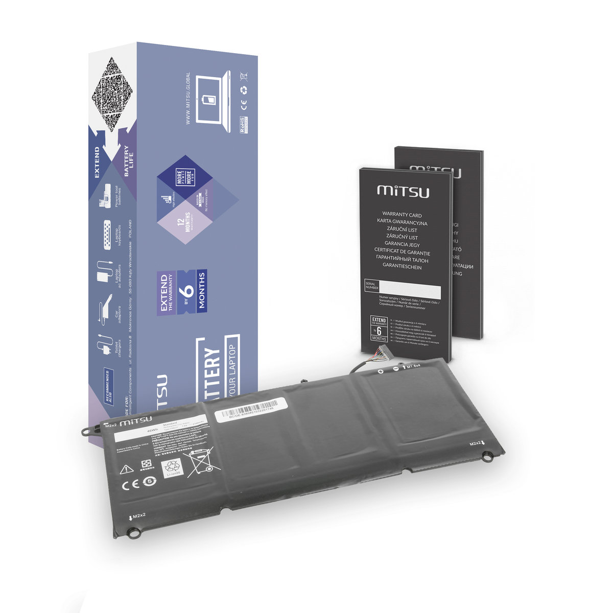 Mitsu Bateria do Dell XPS 13 9360 6100 mAh (46 Wh) 7.6V