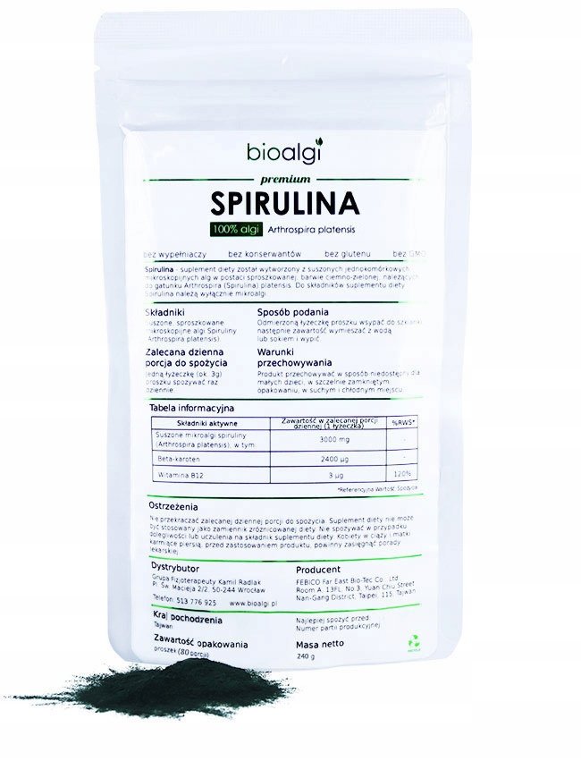 Bioalgi, Spirulina proszek, 240g