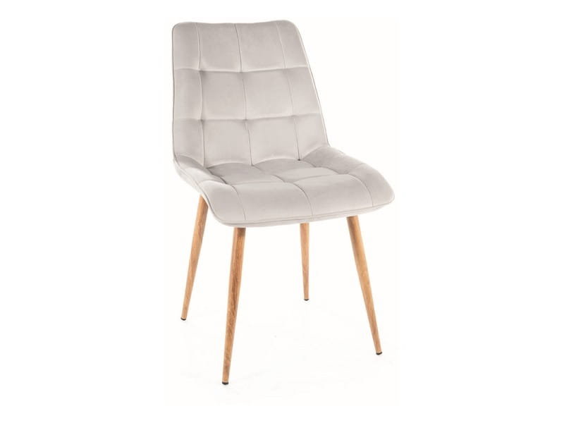Krzesło tapicerowane do jadalni CHIC D VELVET jasny szary/dąb SIGNAL