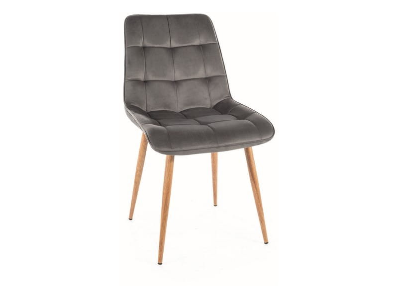 Krzesło tapicerowane do jadalni CHIC D VELVET szare/dąb SIGNAL