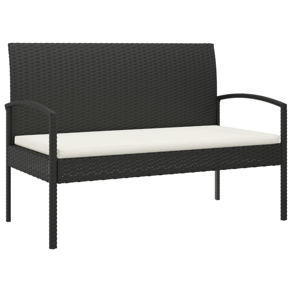 Ławka ogrodowa z poduszką, czarna, 105 cm, polirat